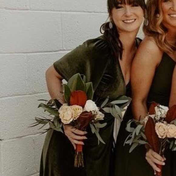 Baltic Born Meghan Velvet Wrap Maxi Dress in Olive - Picture 1 of 2